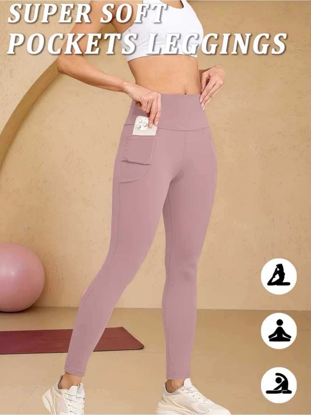 NWT Super Soft High-Waisted Pocket Leggings | Pink | Size Small